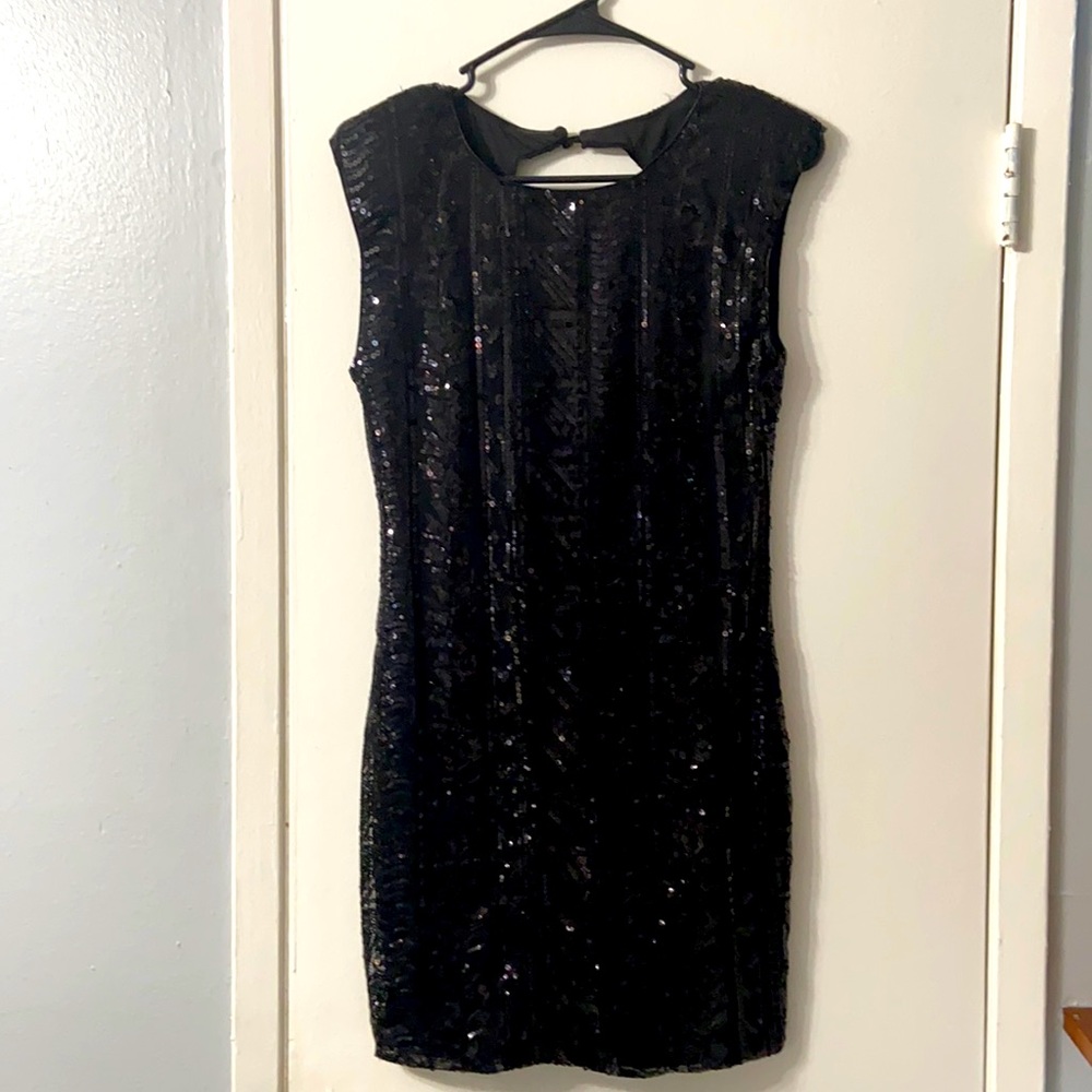 Black sequin mini dress